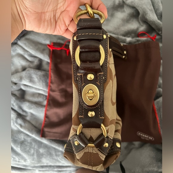 COACH Vintage Signature Canvas Carly Hobo Bag Shoulder Purse #K10619 - Picture 7 of 13